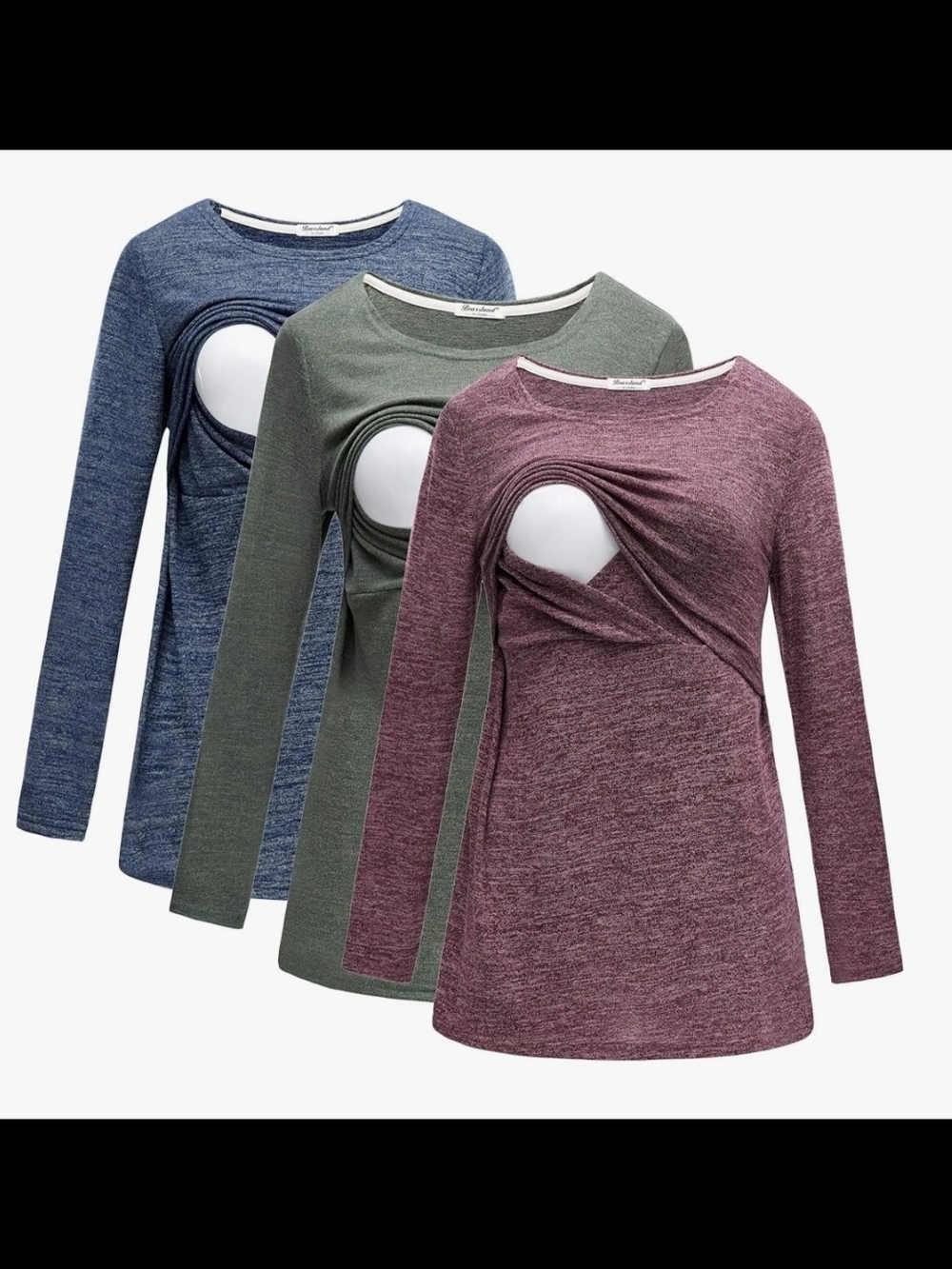 Women's Long Sleeve Nursing Tops Set Of Three Medium
